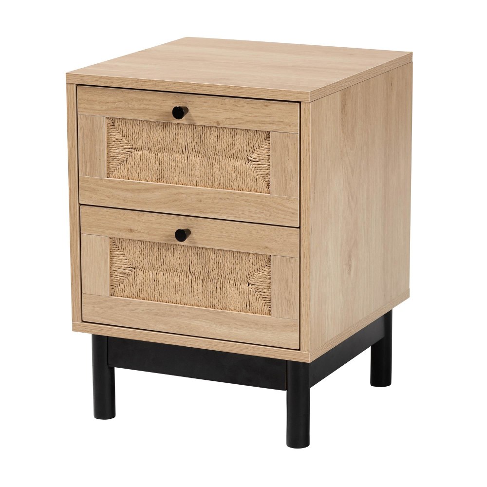 Baxton Studio Cherelle Mid-Century Modern Wood 2-Drawer Square