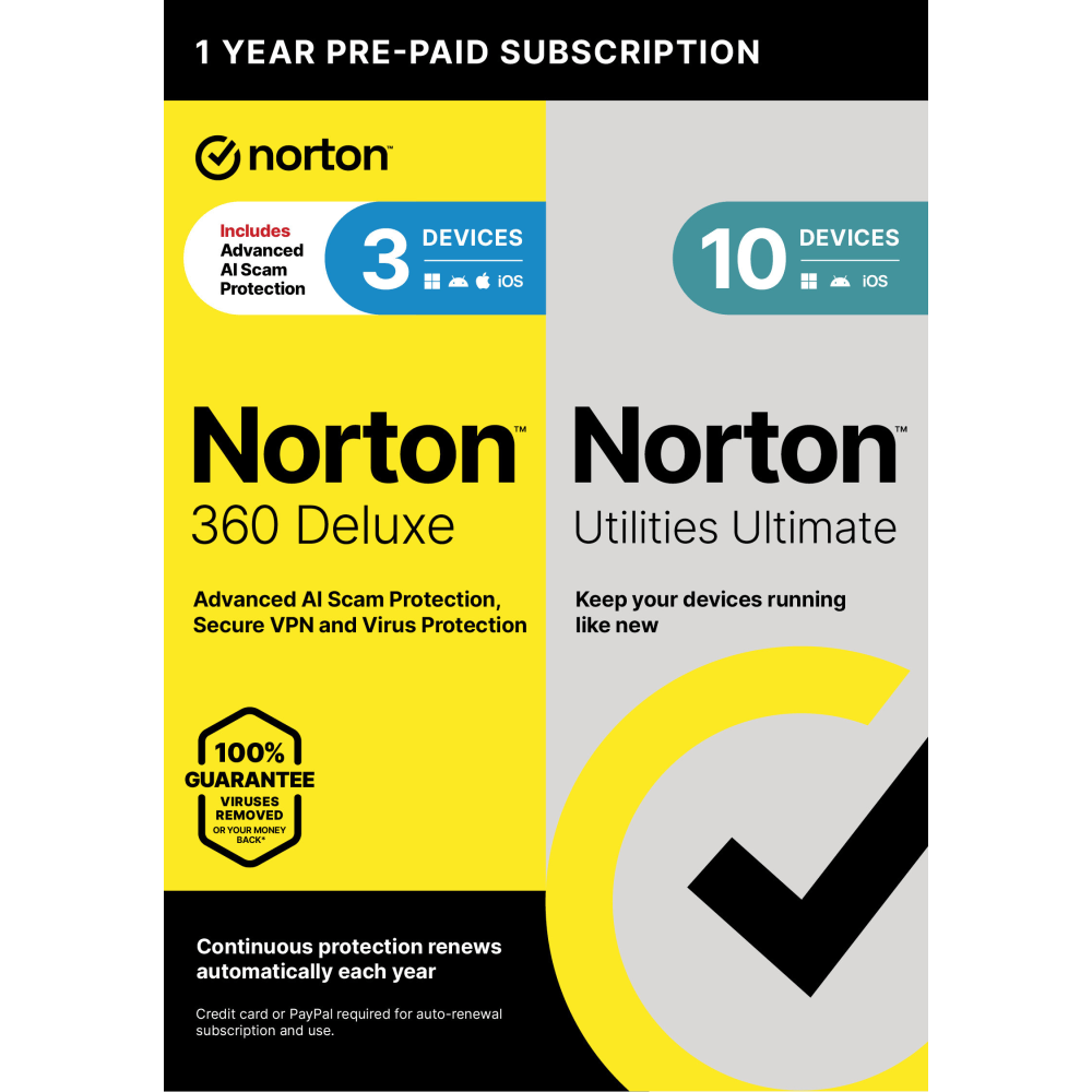 Norton 360 Deluxe + Norton Utilities Ultimate Bundle,