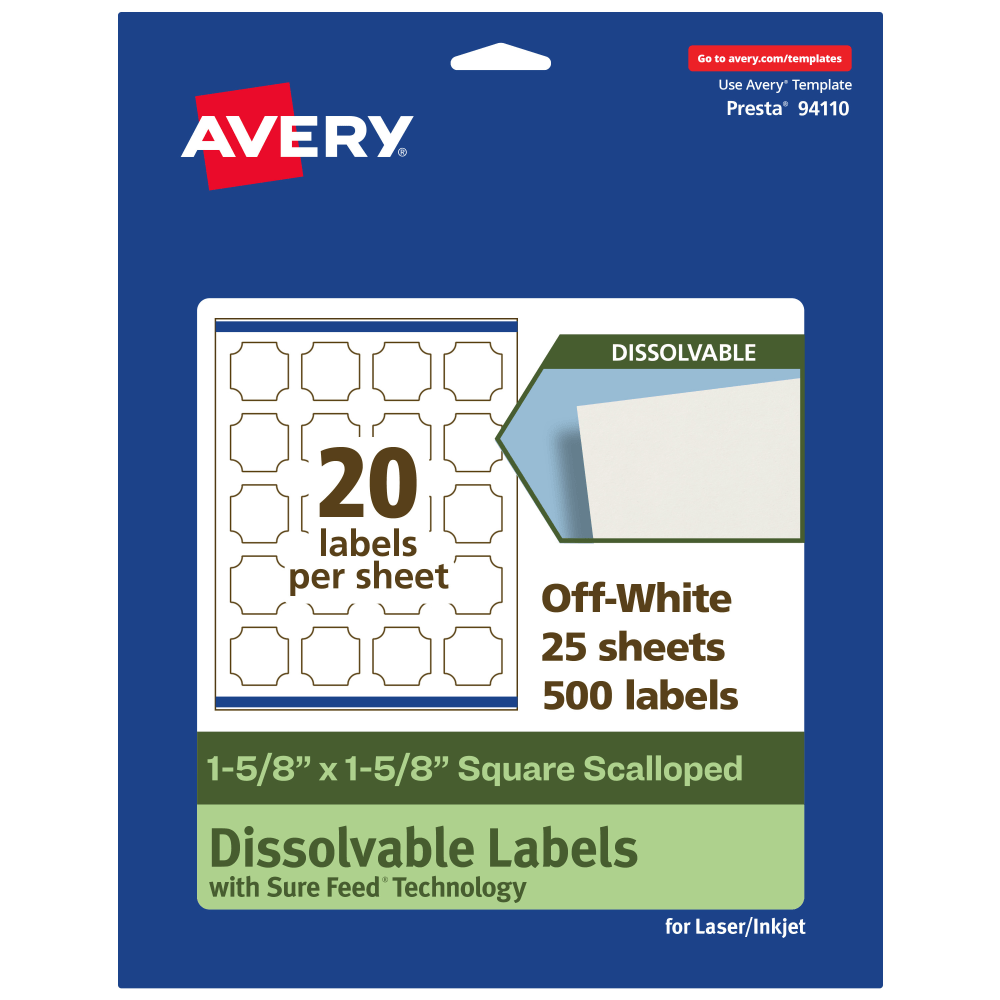 Avery® Print-to-the-Edge Dissolvable Labels With Sure Feed®