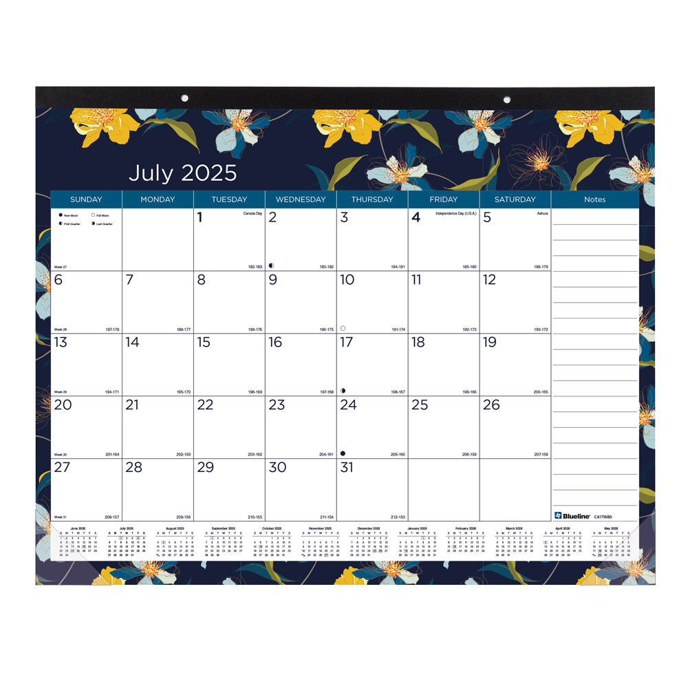 2025-2026 Blueline® Academic18-Month Monthly Desk Pad Calendar,