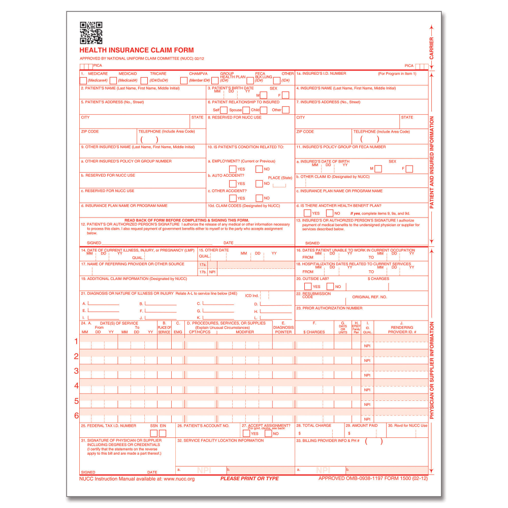 ComplyRight™ CMS-1500 Health Insurance Claim Form (02/12),