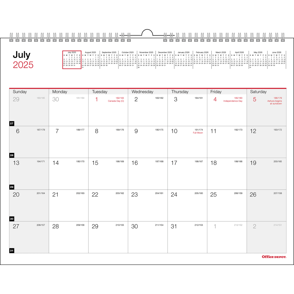 2025-2026 Office Depot® Brand Monthly Academic Wall Calendar,