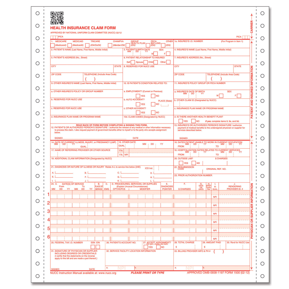 ComplyRight™ CMS-1500 Health Insurance Claim Form (02/12), 1-Part