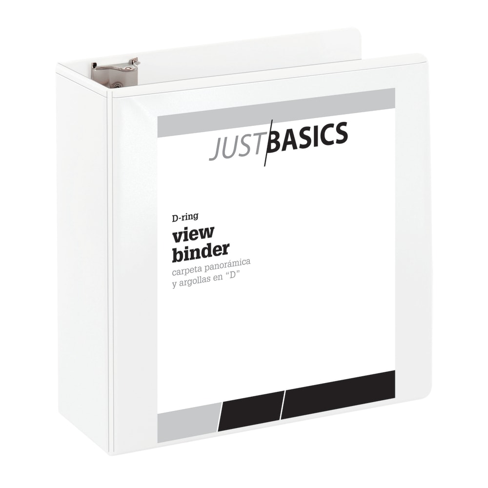 Just Basics® Basic View 3-Ring Binder, 4" D-Rings,