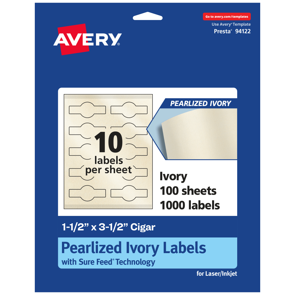Avery® Pearlized Permanent Labels With Sure Feed®, 94122-PIP100,