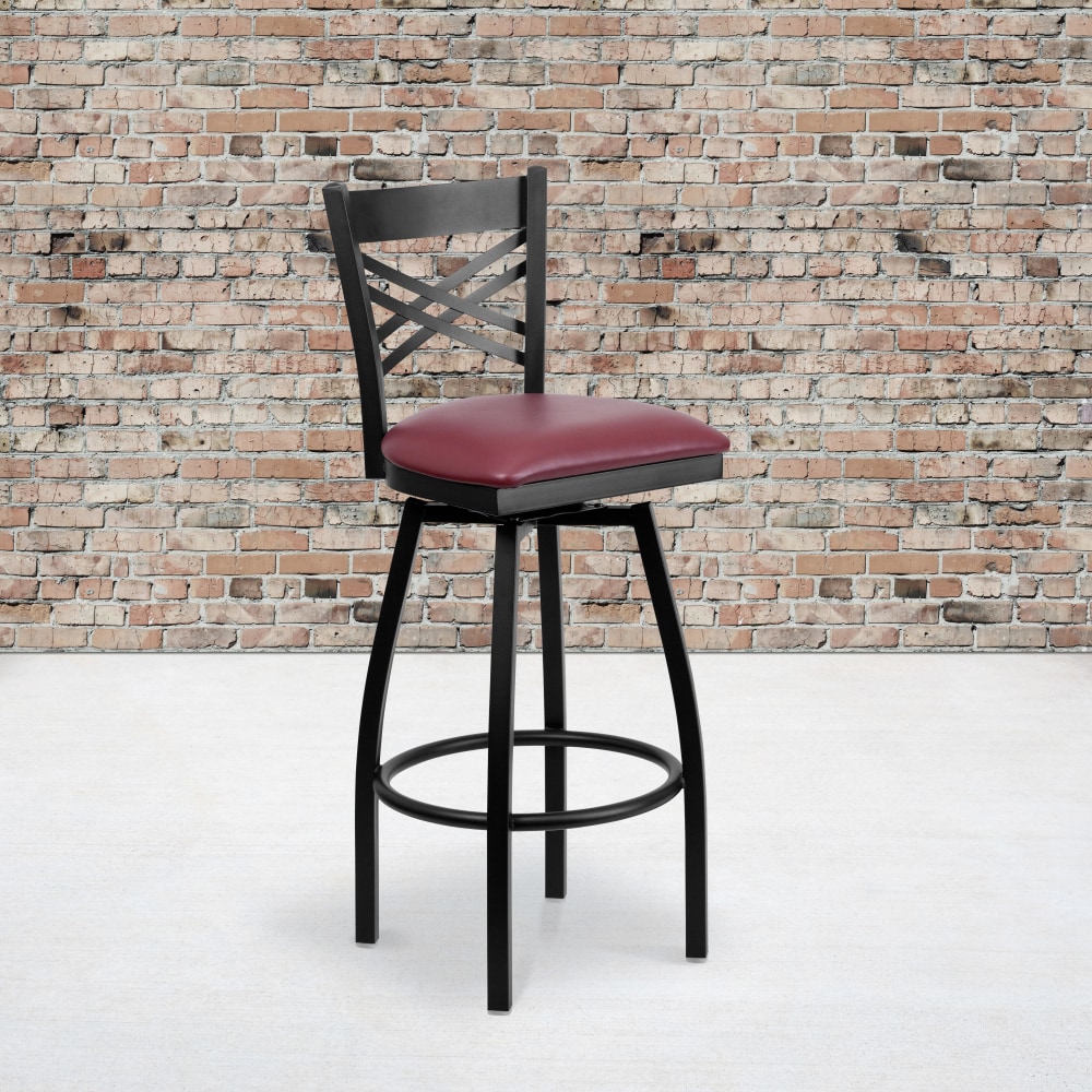 Flash Furniture Metal/Vinyl Swivel Barstool With X Back,