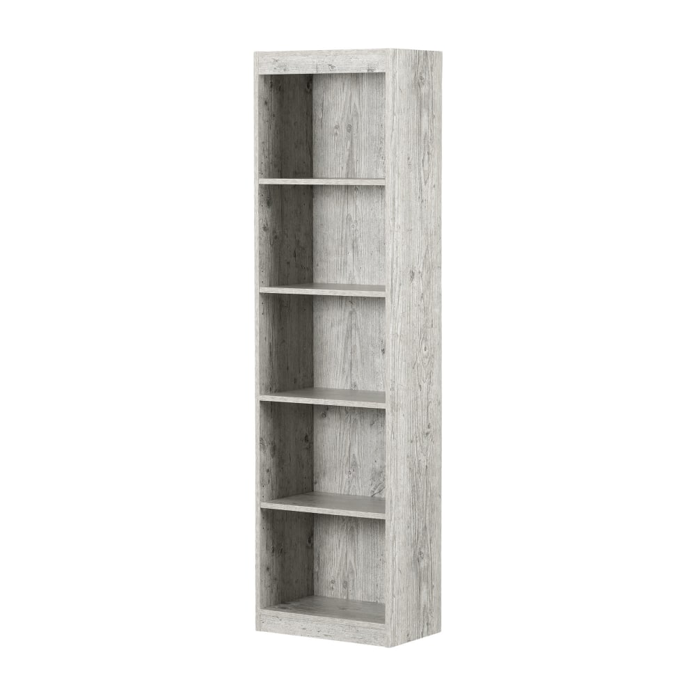 South Shore Axess 69"H 5-Shelf Narrow Bookcase, Seaside