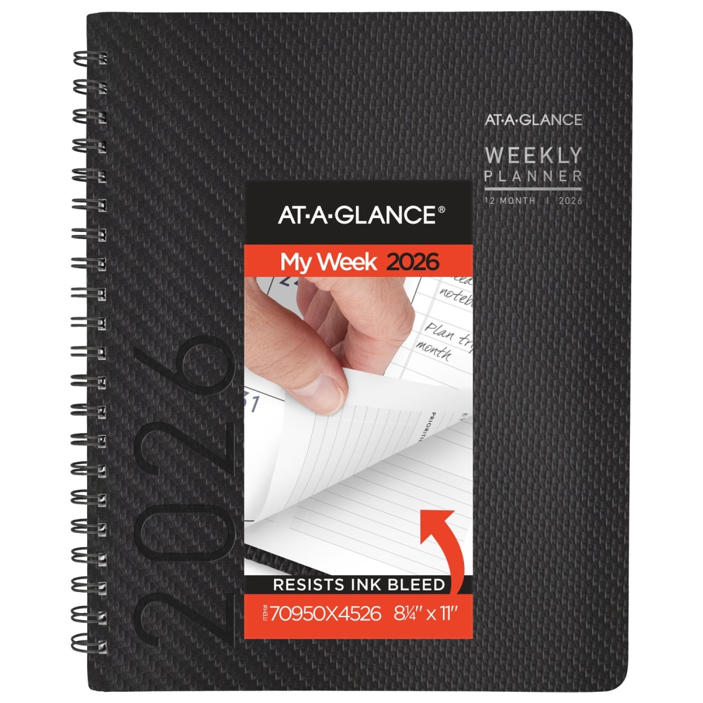 AT-A-GLANCE® Contemporary 2026 Weekly Monthly Planner, Charcoal,