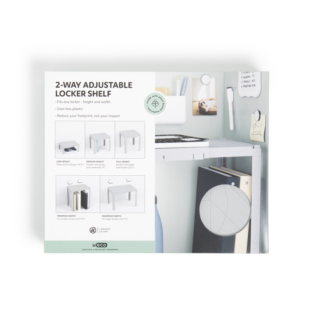 U Brands® U-Eco® Plastic Adjustable Locker Shelf, 13-3/4”H