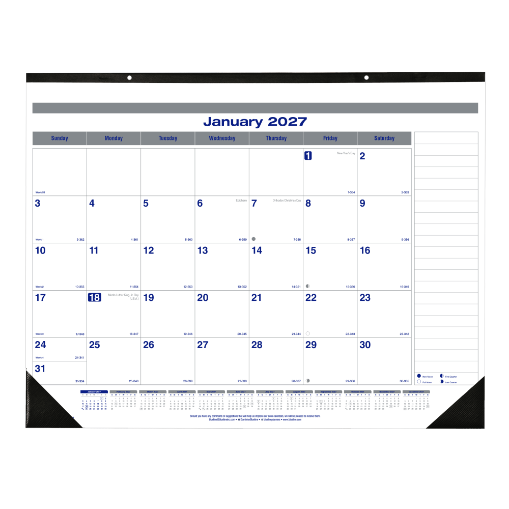 2027 Blueline Net Zero Carbon Monthly Desk Pad