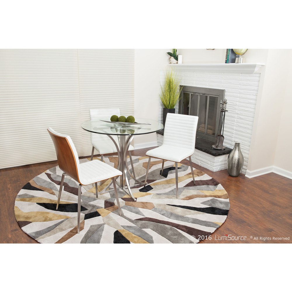 LumiSource Mason Swivel Chairs, Walnut/White/Stainless Steel, Set