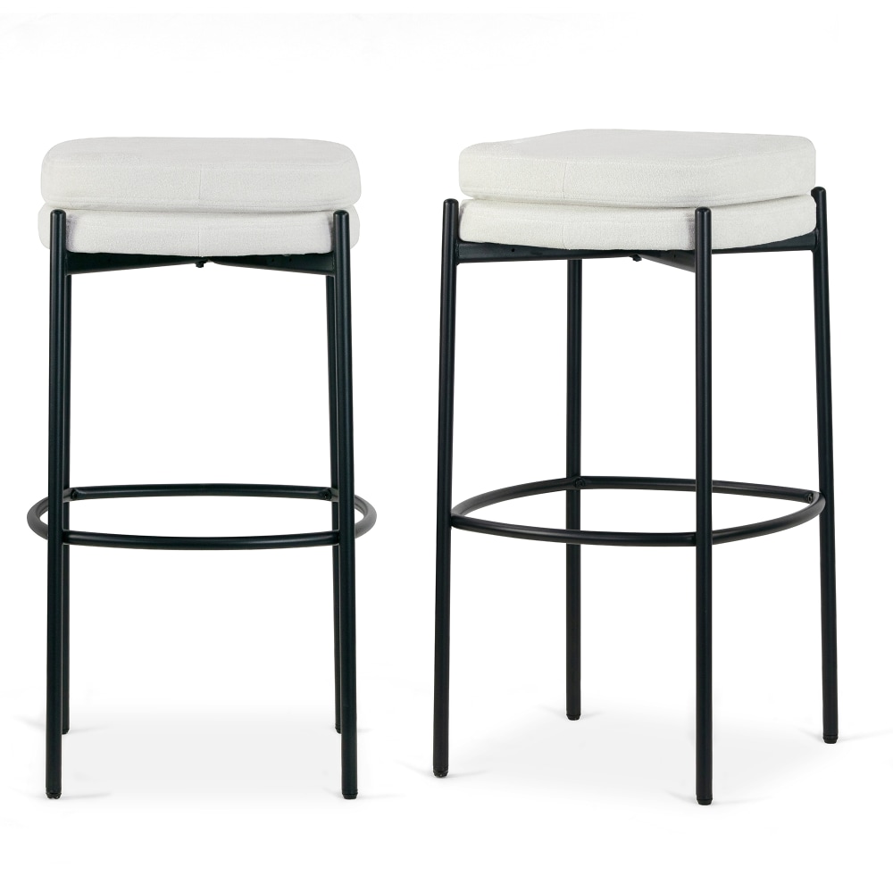 Glamour Home Avril Boucle Fabric Bar Stools, White/Black,