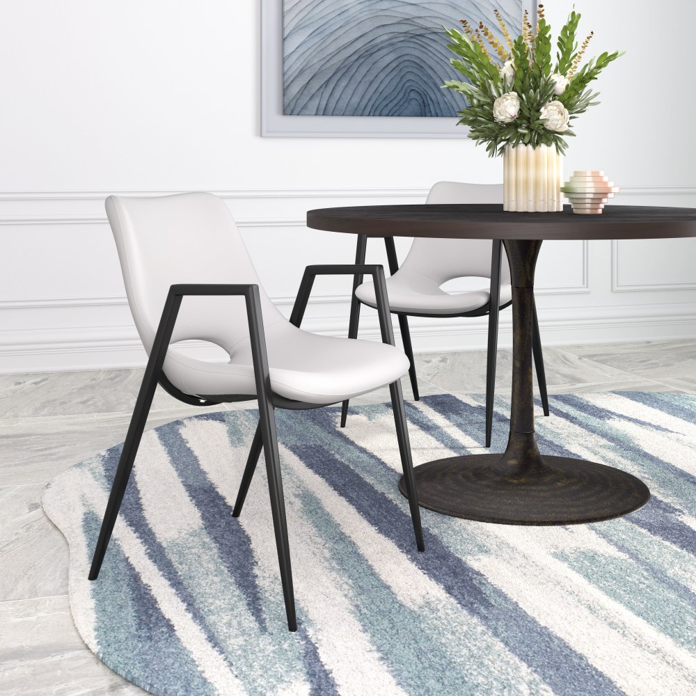 Zuo Desi Dining Accent Chairs, White/Black, Set Of