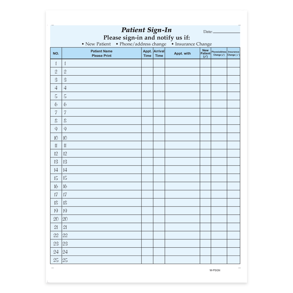 HIPAA Compliant Patient/Visitor Privacy 2-Part Sign-In Sheets,