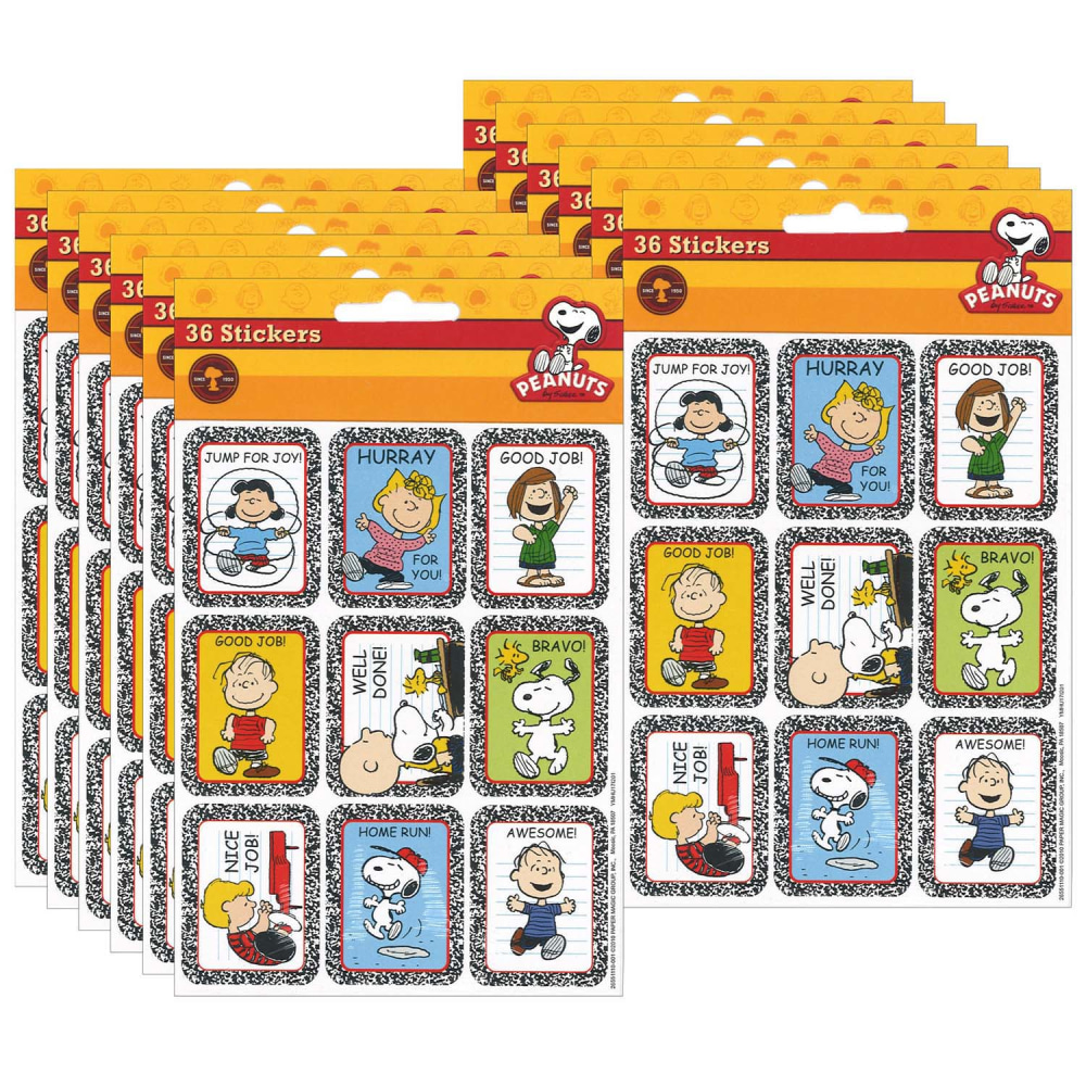 Eureka Giant Stickers, Peanuts Motivational, 36 Stickers Per