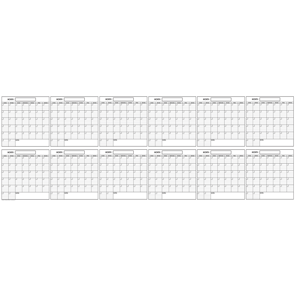 SwiftGlimpse Yearly Wall Planner, 36” x 100”, Black/White,