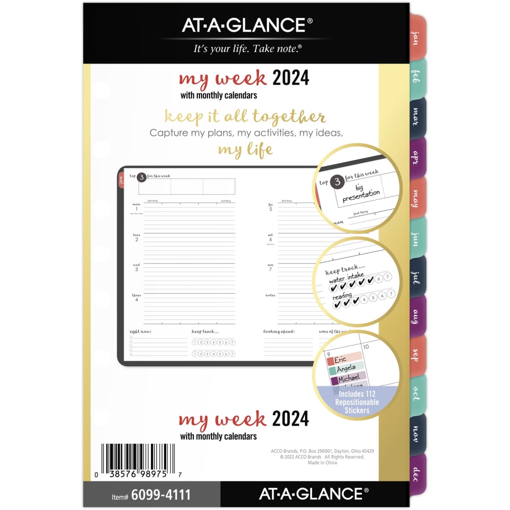 AT-A-GLANCE® Harmony Weekly/Monthly Loose-Leaf Planner Refill,
