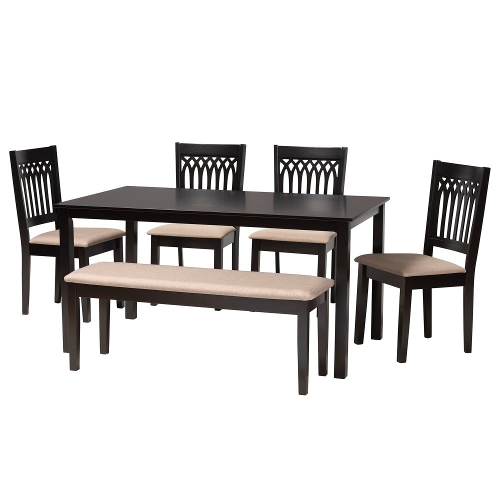 Baxton Studio Genesis Modern Fabric/Finished Wood 6-Piece Dining