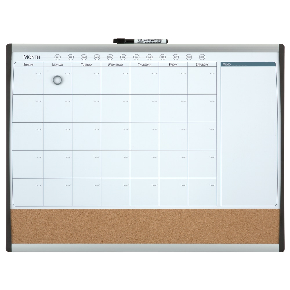 Quartet® Calendar Magnetic Dry-Erase Whiteboard, 17" x