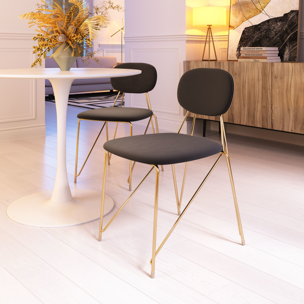 Zuo Georges Dining Accent Chairs, Gray/Gold, Set Of