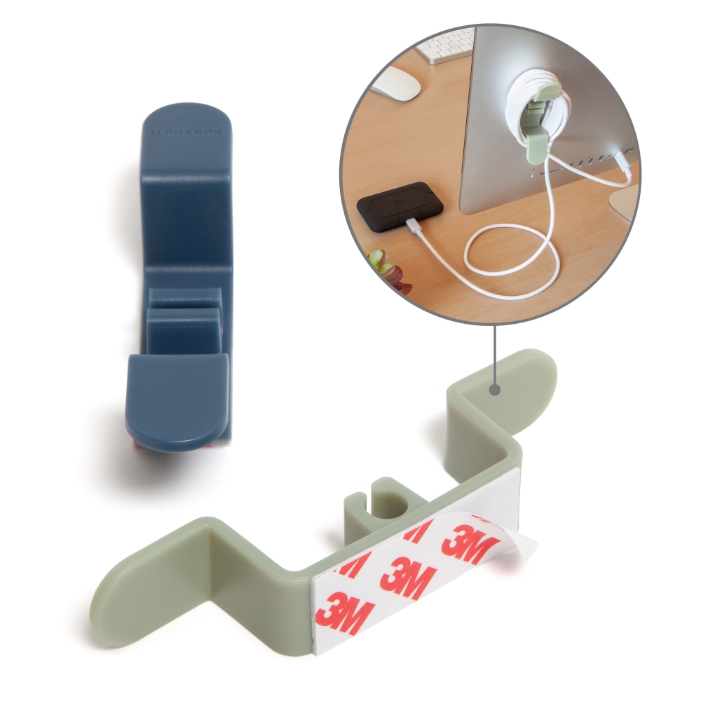 U Brands Cable Wrap Cord Organizer Hooks, Blue/Green,