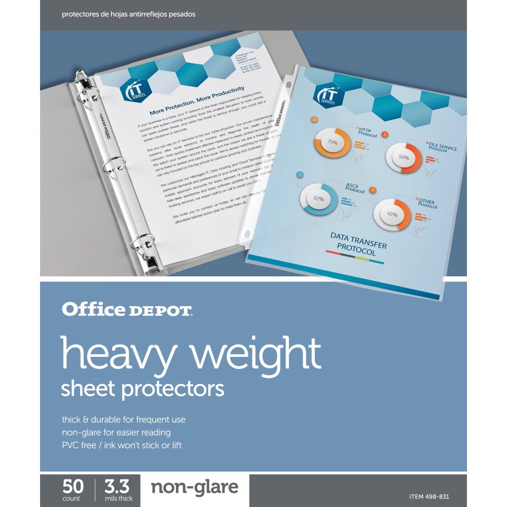 Office Depot® Brand Heavyweight Sheet Protectors, 8-1/2" x