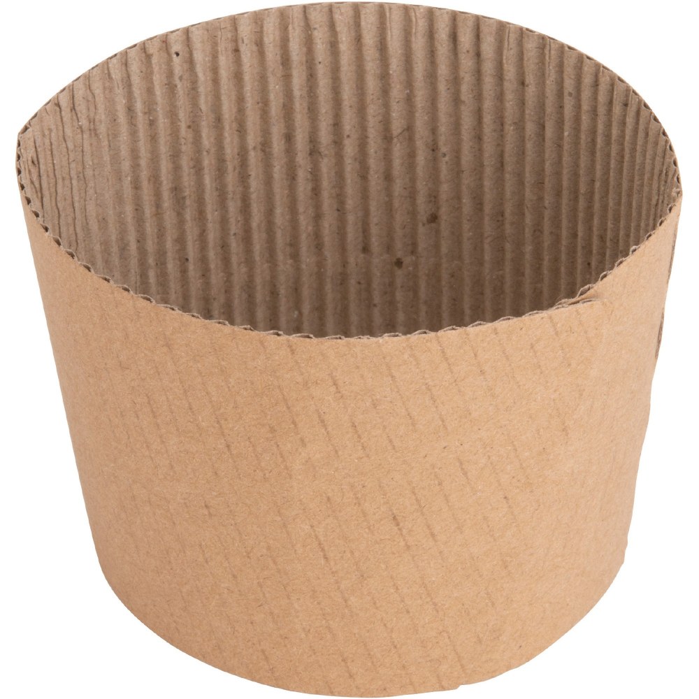 Genuine Joe Corrugated Hot Cup Sleeves, Brown, Pack