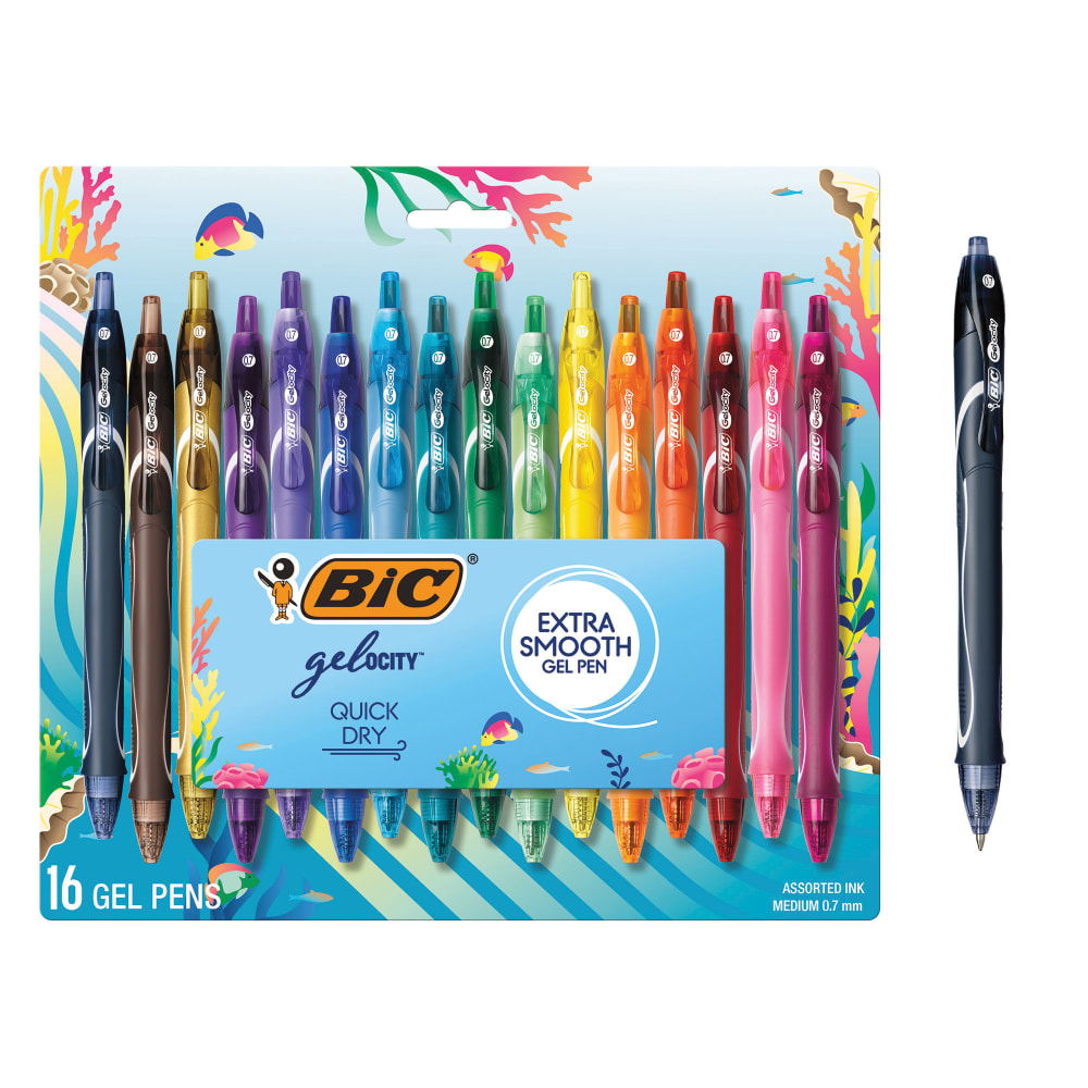 BIC Gelocity Quick Dry Retractable Gel Pens, Medium