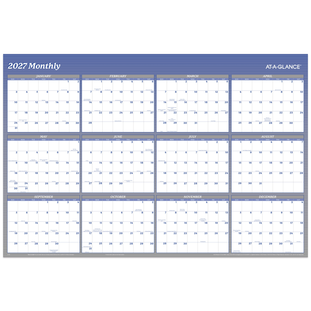 AT-A-GLANCE® Vertical Horizontal Reversible Erasable Yearly Wall