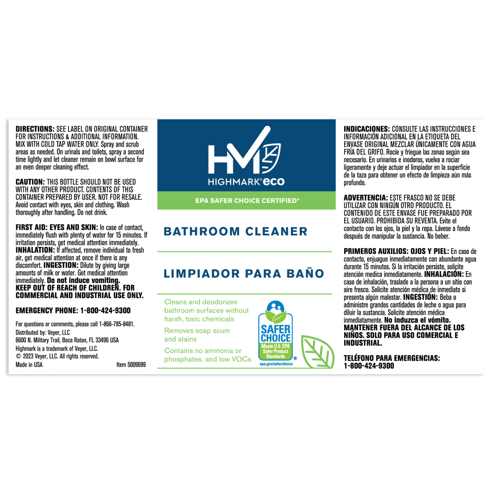 Highmark® Secondary Labels, Bath Cleaner