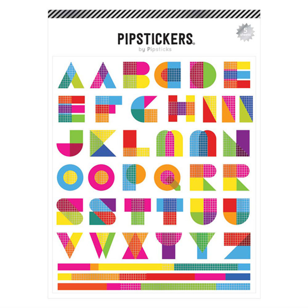 Pipsticks Big Alphabet Stickers, 6" x 7", Geometric