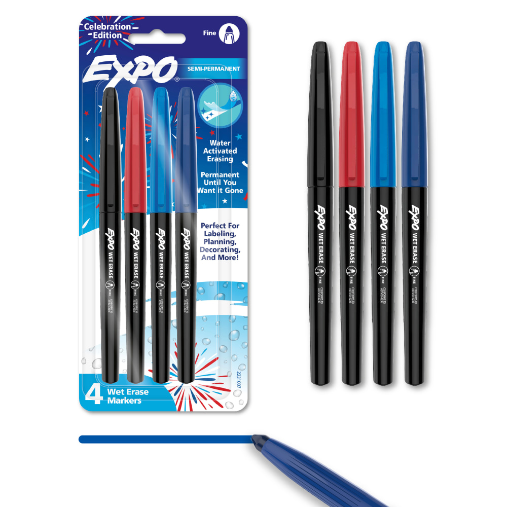 EXPO® Wet Erase Markers, Fine Tip, Assorted Colors,