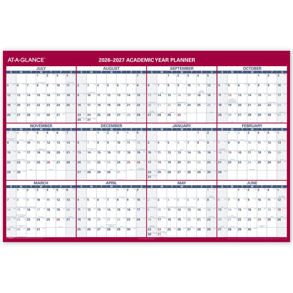 AT-A-GLANCE® Horizontal Reversible Erasable Academic and Regular