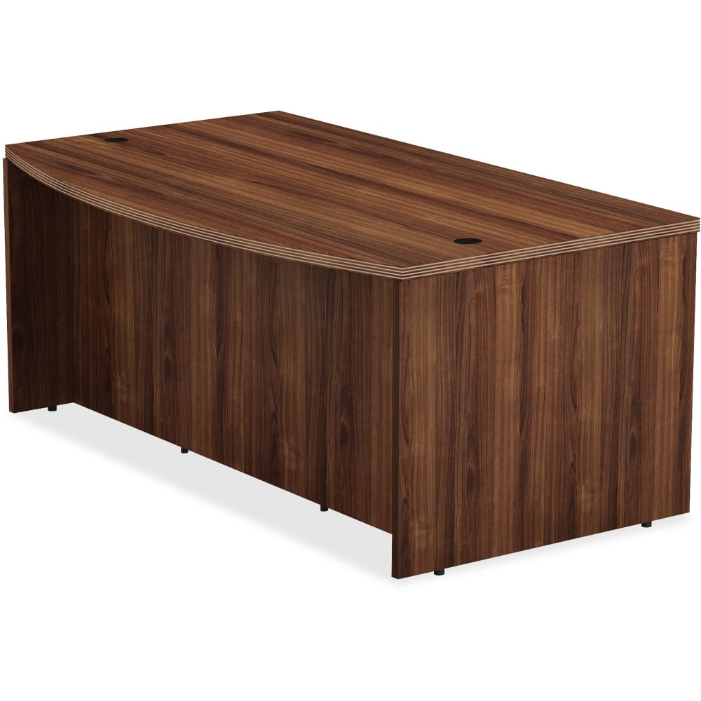 Lorell® Chateau 72"W Bowfront Computer Desk, Walnut