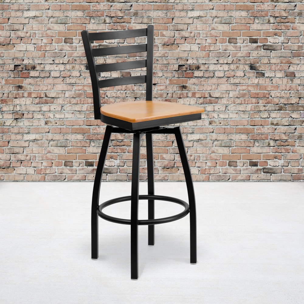 Flash Furniture Metal/Wood Swivel Barstool With Ladder Back,