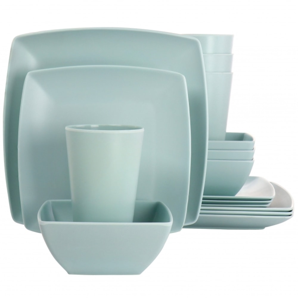 Gibson Home Grayson Melamine 16-Piece Square Dinnerware Set,