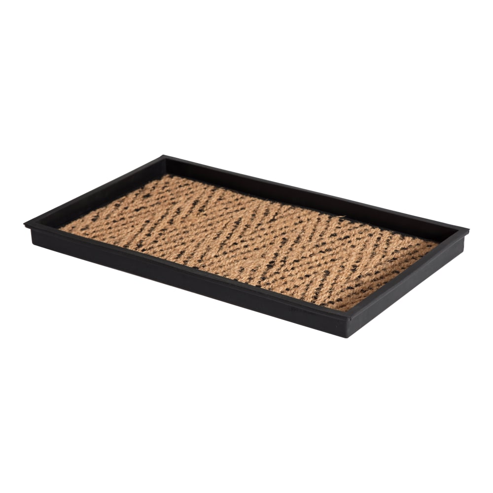 Anji Mountain 2-Pair Rubber Boot Tray, Black/Tan