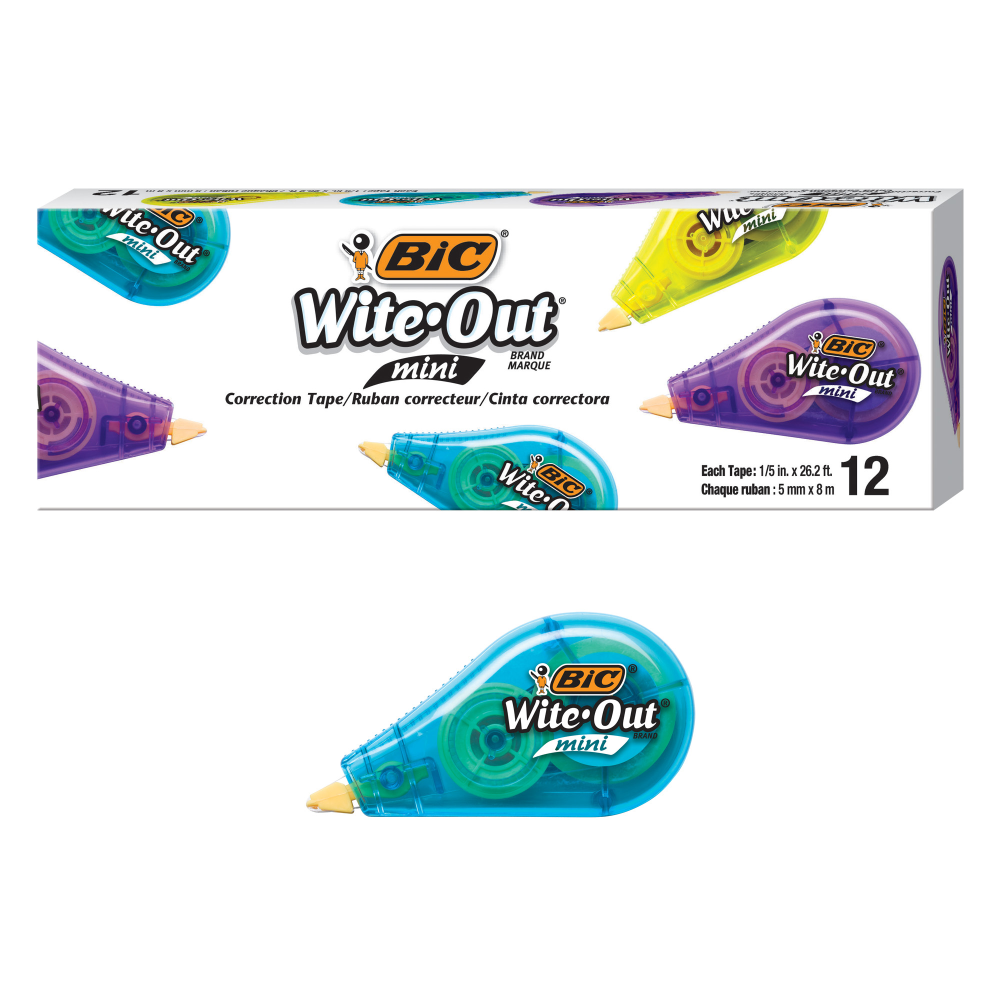 BIC Wite Out Mini Correction Tape, White, Pack