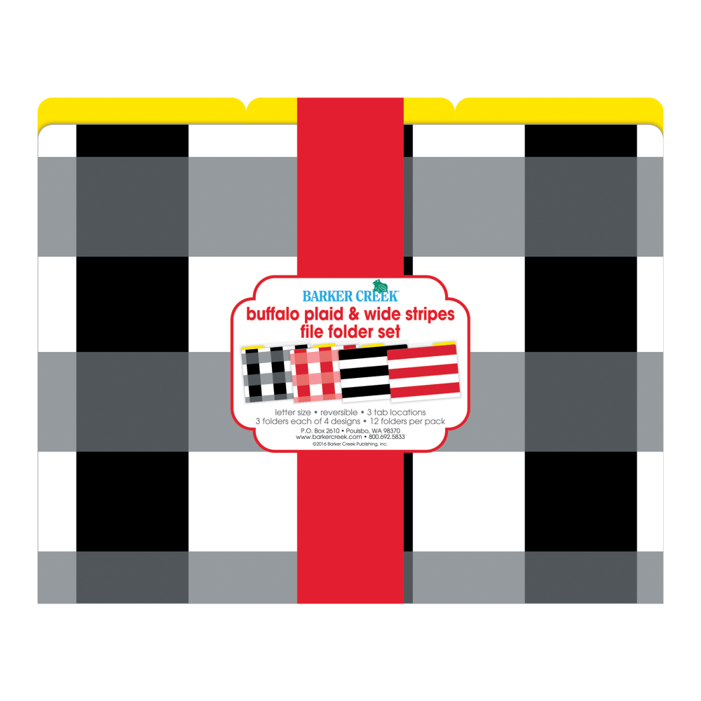 Barker Creek File Folders, Letter Size, Buffalo Plaid/Wide