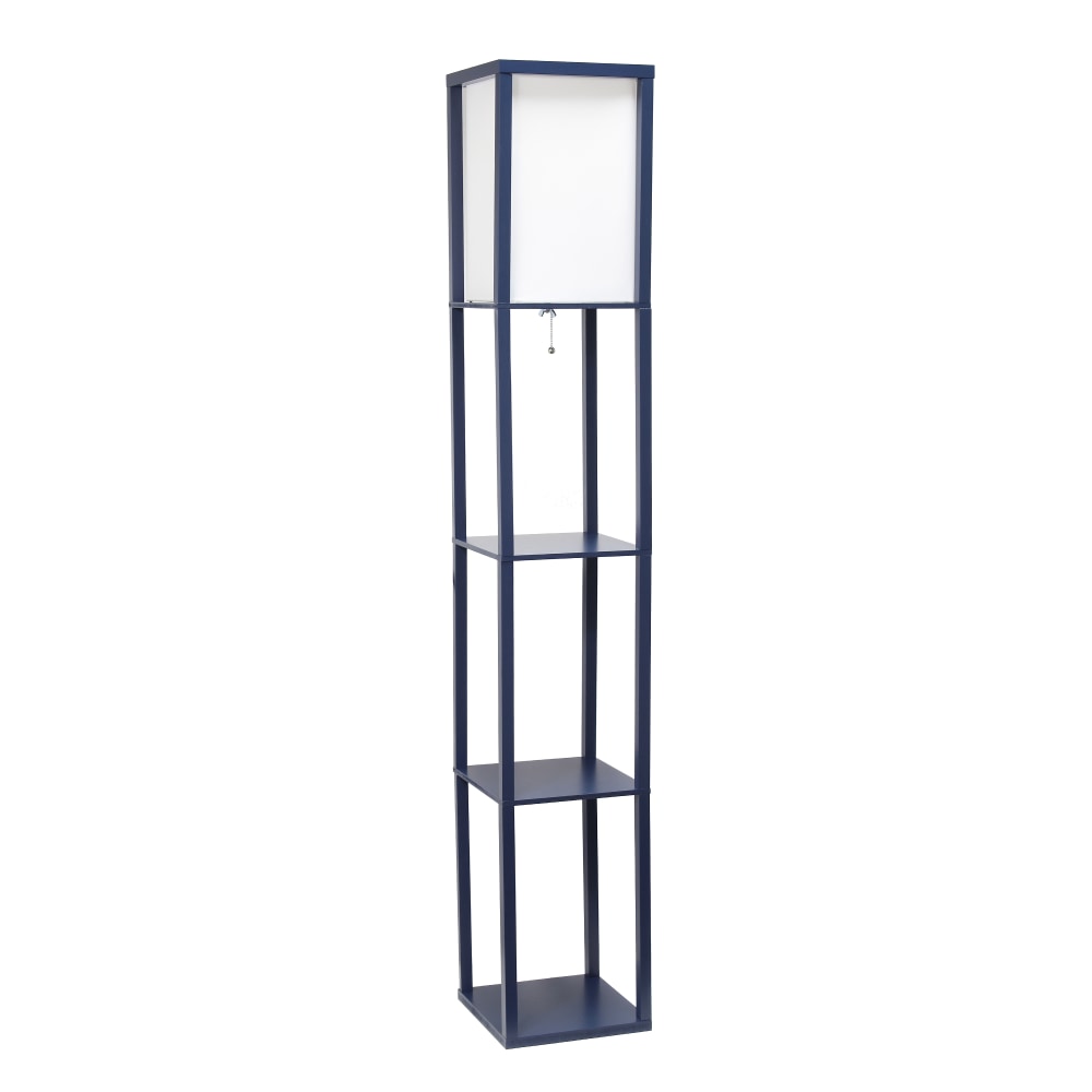 Lalia Home Column Shelf Floor Lamp, 62-3/4"H, Navy/White