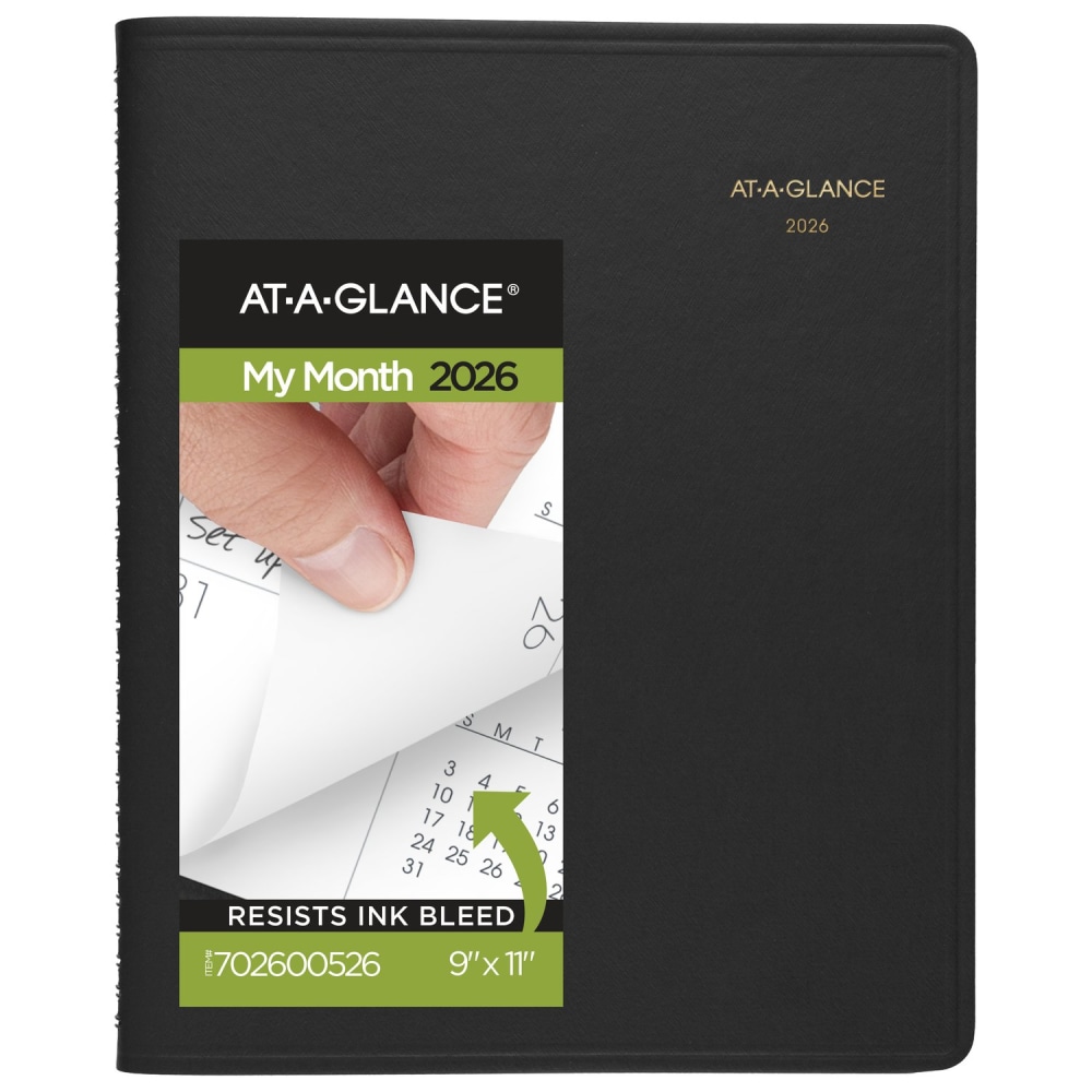 AT-A-GLANCE® 2026 15-Month Monthly Planner, Black, Large, 9"