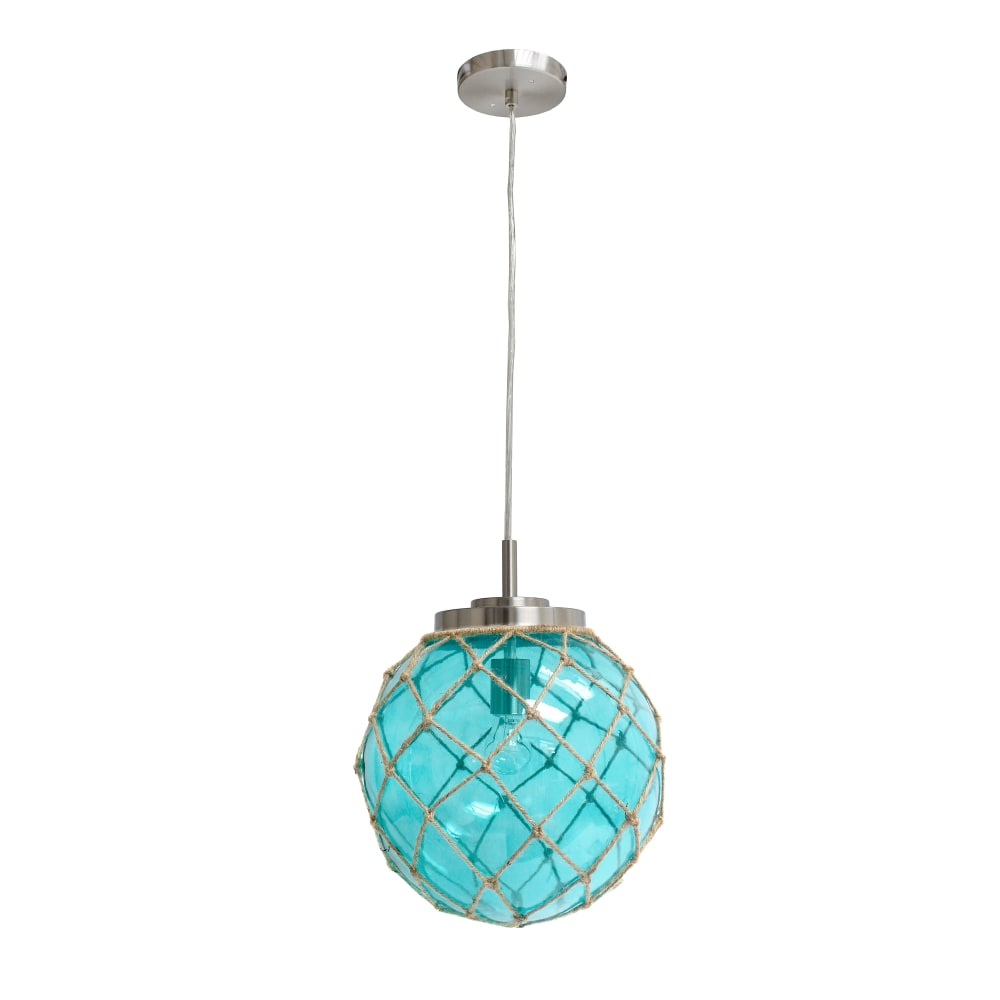 Elegant Designs Buoy Netted Glass Hanging Pendant, 12"W,