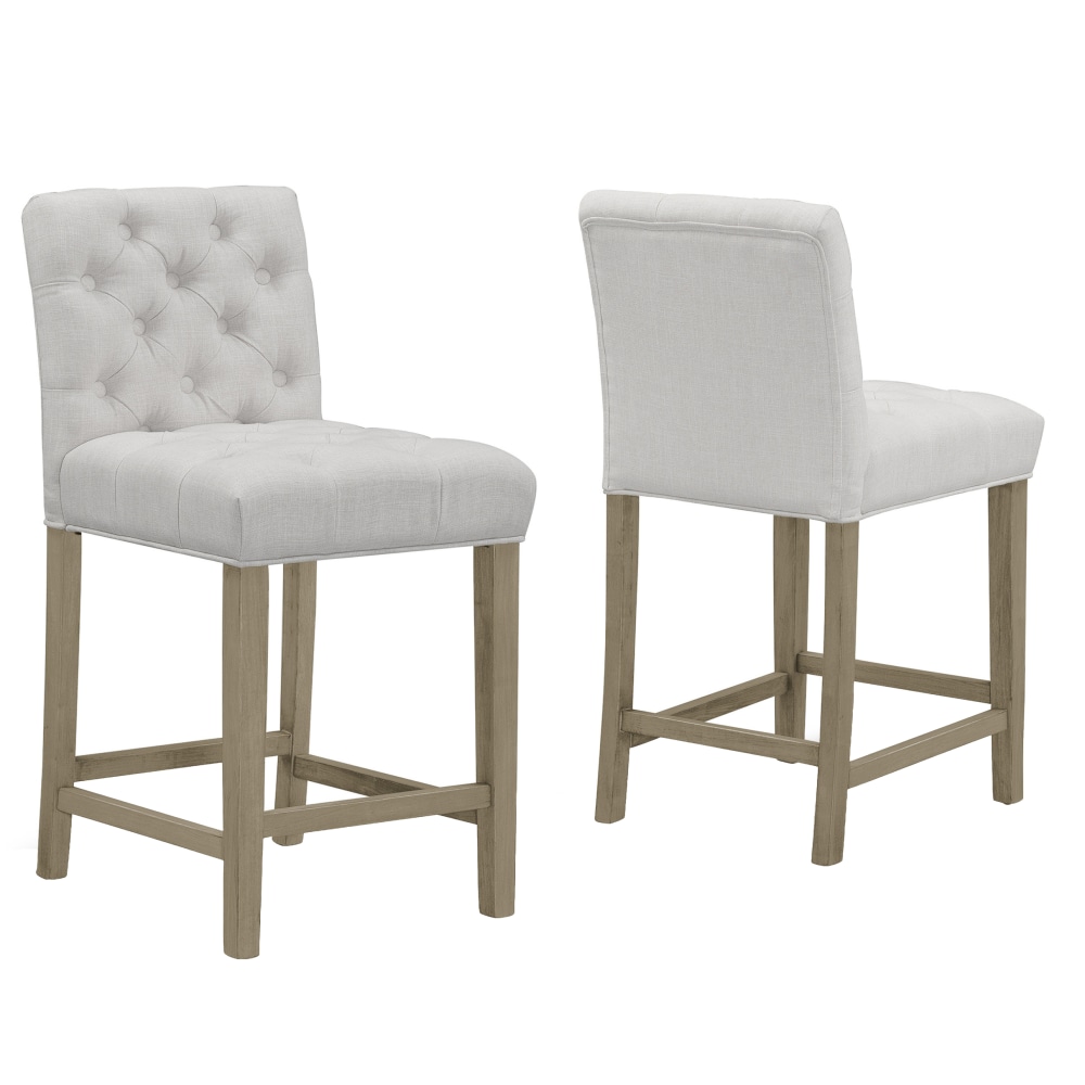 Glamour Home Alee Bar Stools, Beige/Antique Wood, Set