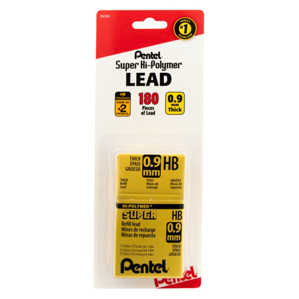 Pentel® Super Hi-Polymer® Lead Refills, #2 HB, 0.9