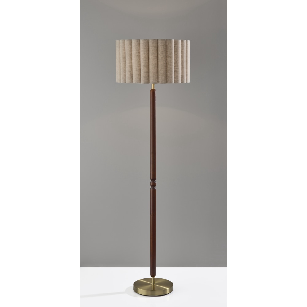 Adesso Laine 62.5"H Floor Lamp, Beige/Antique Brass