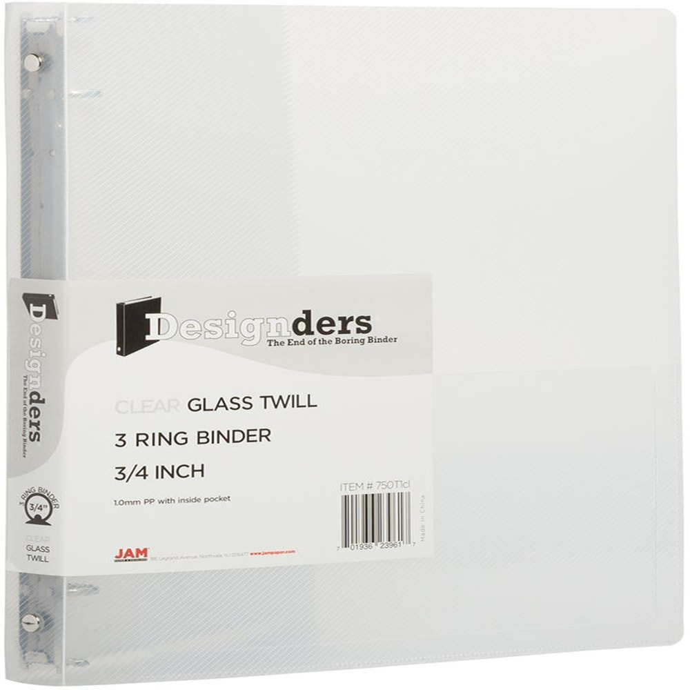 JAM PAPER 3 Ring Plastic Binder, 0.75 inch,