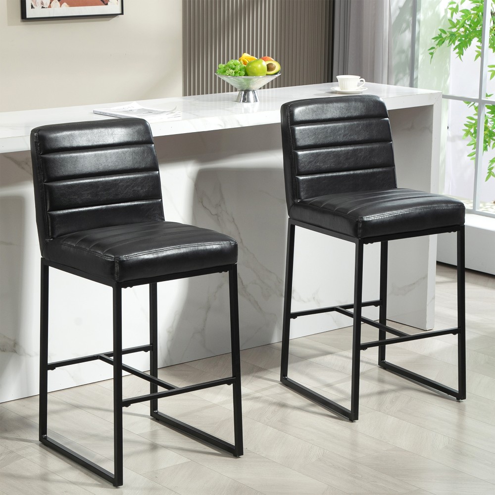 Glamour Home Belisario Faux Leather Bar Stools With