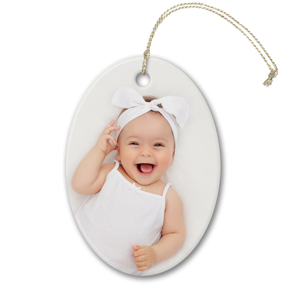 Custom Full-Color Photo Ceramic Keepsake Holiday Ornament With