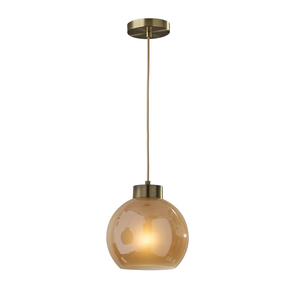 Adesso Atticus Chandelier Pendant Lamp, 9”W, Amber Glosted