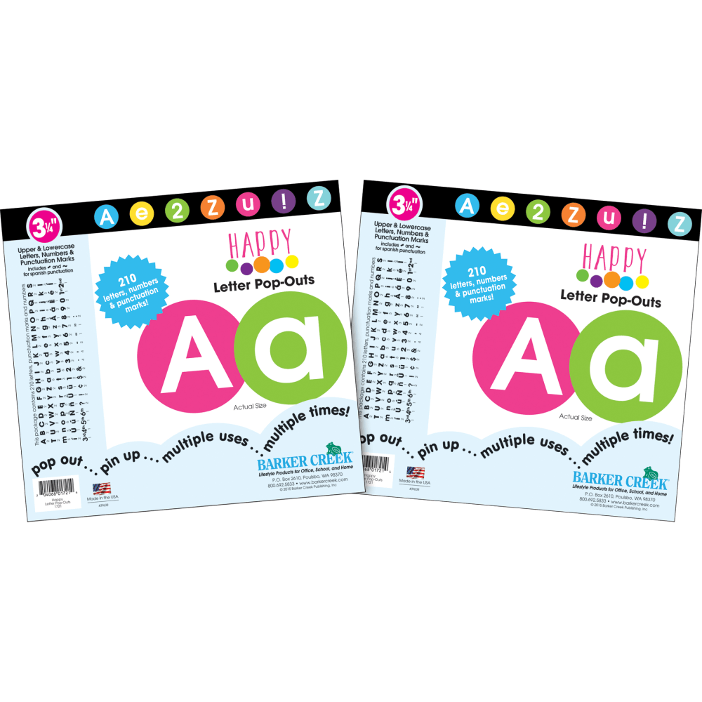 Barker Creek Letter Pop-Outs, 3 1/4", Happy, Pack